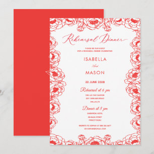 CARTE D'INVITATION DE RÉPÉTITION DE MARIAGE FLEURA