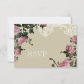 Carte d'Invitation de réponse RSVP - Rose Trellis (Dos)