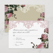 Carte d'Invitation de réponse RSVP - Rose Trellis (Devant / Derrière)