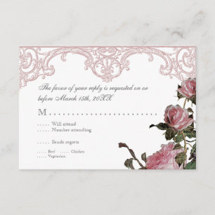 Carte d'Invitation de réponse RSVP - Rose Trellis