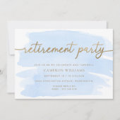Carte d'invitation de retraite à l'aquarelle bleue (Devant)