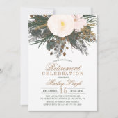 Carte d'invitation de retraite avec paillettes flo (Devant)