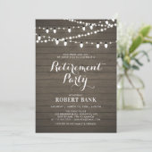 Carte d'invitation de retraite en bois rustique et (Debout devant)