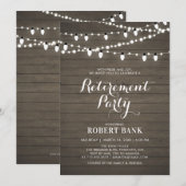 Carte d'invitation de retraite en bois rustique et (Devant / Derrière)
