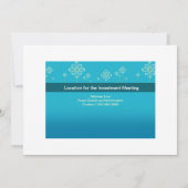 Carte d'invitation de réunion d'investissement (Dos)