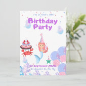 carte d'invitation de sirène anniversaire de Sara (Debout devant)