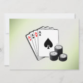 Carte d'invitation de soirée poker verte avec titr (Dos)