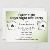 Carte d'invitation de soirée poker verte avec titr (Devant)