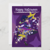 Carte d'invitation de sorcière Neko Halloween (Devant)