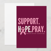 Carte d'invitation de soutien pour le cancer du se (Devant / Derrière)