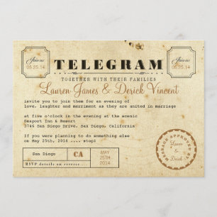 Carte d'invitation de télégramme Vintage