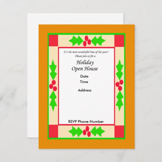 Carte d'invitation de vacances (Devant / Derrière)