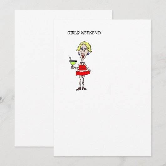 CARTE D'INVITATION DE WEEK-END DE FILLES (Devant / Derrière)