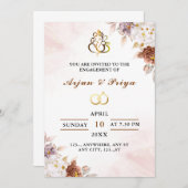 Carte d'invitation des Fiançailles indiens (Devant / Derrière)