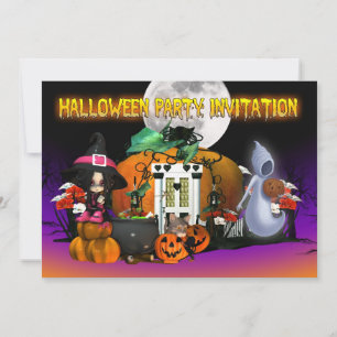 Carte d'invitation d'Halloween - Dessin Halloween 