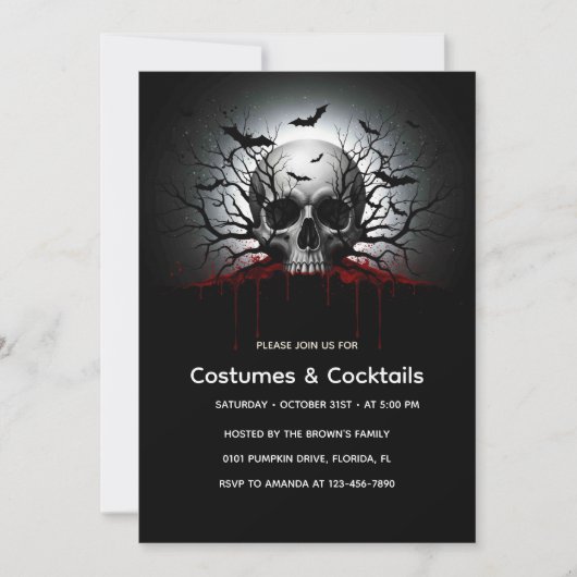 Carte d'invitation d'Halloween gothique foncé | Cr (Devant)