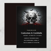 Carte d'invitation d'Halloween gothique foncé | Cr (Devant / Derrière)
