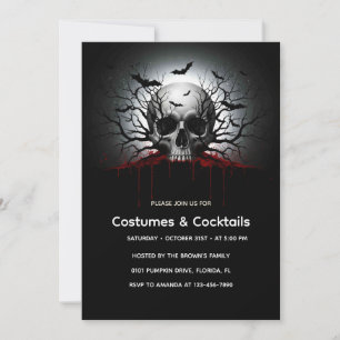 Carte d'invitation d'Halloween gothique foncé   Cr