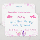 Carte D'Invitation D'Honneur Maid Of Honor (Devant / Derrière)