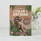 Carte d'invitation Dinosaur réaliste Anniversaire (Debout devant)