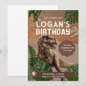 Carte d'invitation Dinosaur réaliste Anniversaire (Devant / Derrière)