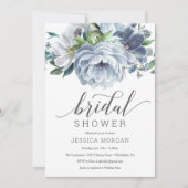 Carte d'invitation Douche nuptiale bleu Dusty (Devant)
