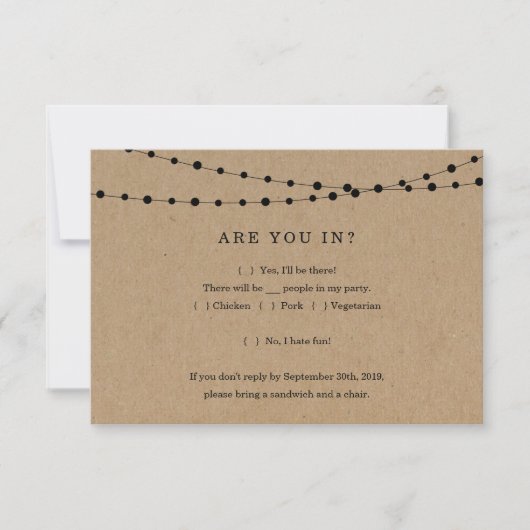 Carte d'invitation drôle insérée - Kraft rustique (Devant)