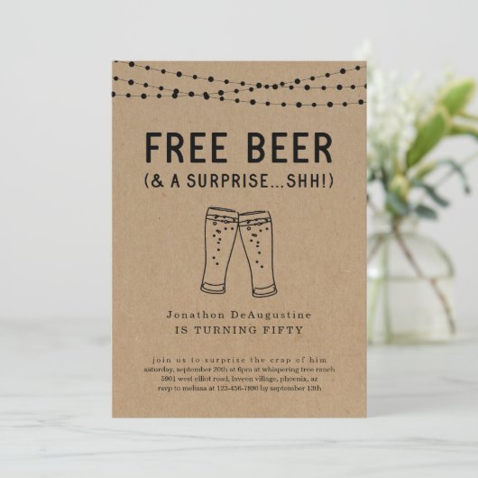 Carte d'invitation drôle pour une fête surprise po (Debout devant)