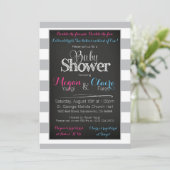Carte d'invitation du Baby shower Chalkboard coed (Debout devant)