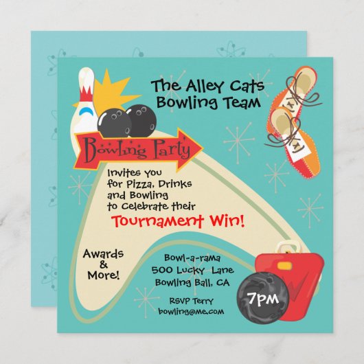 Carte d'invitation du Bowling Team League (Devant / Derrière)