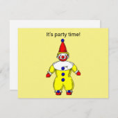 Carte d'invitation du clown de l'heure de fête (Devant / Derrière)