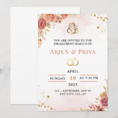 Carte d'invitation du Fiançailles indien Shagun (Devant / Derrière)