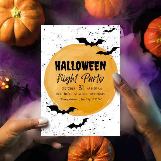 Carte d'invitation Editable Halloween Party chauve