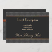 Carte d'invitation élégante or noir (Devant / Derrière)