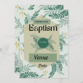 Carte d'invitation élégante pour baptême (Devant / Derrière)