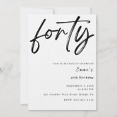 Carte d'invitation élégante pour les 40 ans (Devant)