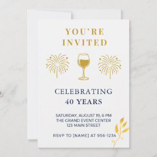 Carte d'invitation élégante pour les 40 ans