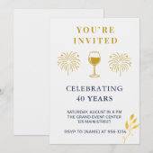 Carte d'invitation élégante pour les 40 ans (Devant / Derrière)