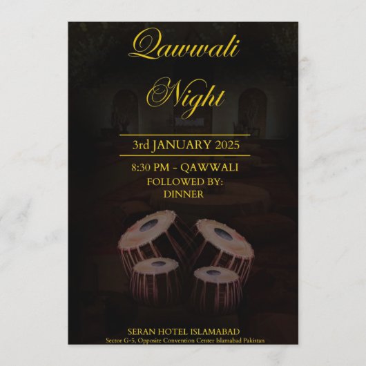Carte d'invitation élégante pour une soirée Qawwal (Devant)