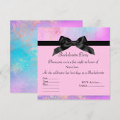 CARTE D'INVITATION ÉLÉGANTE ROSE POUR ENTERREMENT  (Devant / Derrière)