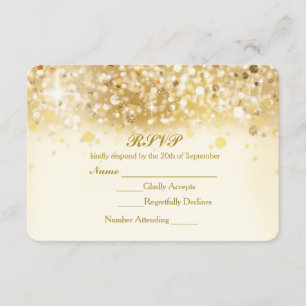 Carte d'invitation élégante RSVP avec lumières dor