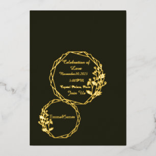 Carte d'invitation élégante vert olive foncé et or