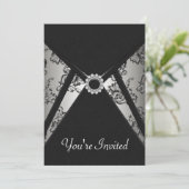 Carte d'invitation en damassé noir pour toutes occ (Debout devant)