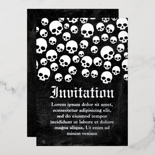 Carte d'invitation en feuille d'argent à motif de (Recto/Verso)