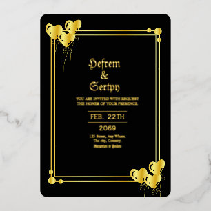 Carte d'invitation en papier doré luxe pour mariag