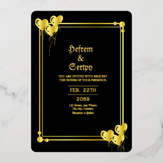 Carte d'invitation en papier doré luxe pour mariag