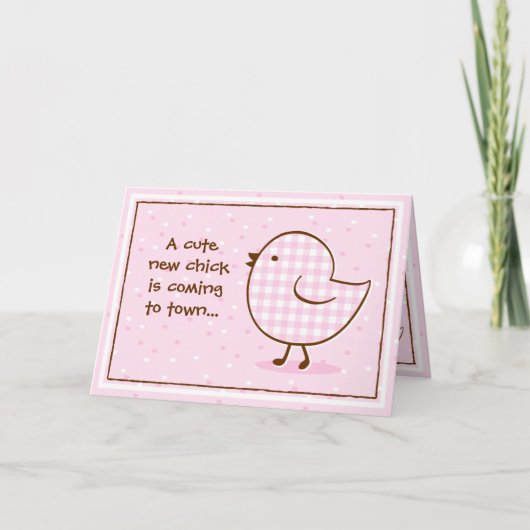 Carte d'invitation En vichy Baby shower de poussin (Devant)
