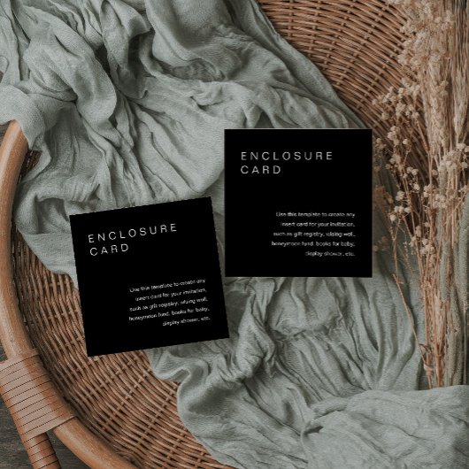 Carte d'invitation encart minimaliste NOIR