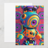 Carte d'invitation enfants dinosaure robot licorne (Devant / Derrière)