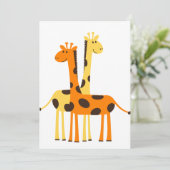 Carte d'invitation et de voeux jolie girafe (Debout devant)